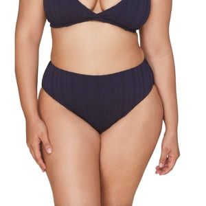 ANDIE SWIM The 90s High Waisted Bottom Navy Eyelet